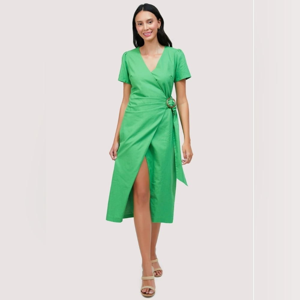 $158 Anthropologie Small Green Wrap Midi Dress